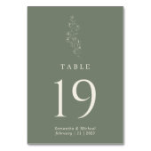 Numéro De Table Mariage Moderne Fleur Vert Sauge (Dos)