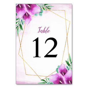 Numéro De Table Mariage Moderne Géométrique au Lys de Callas Viole
