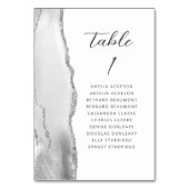 Numéro De Table Mariage Moderne Gris Agate Argent Script (Dos)