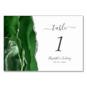 Numéro De Table Mariage moderne Hunter Green Silver Agate (Dos)