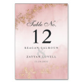 Numéro De Table Mariage moderne Luxe Gold Flecks Blush Rose Mist (Par défaut)