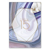 Numéro De Table Mariage moderne Marbleizé violet Rose Agate (Dos)