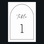 Numéro De Table Mariage moderne minimaliste | Arche noire et blanc<br><div class="desc">Guidez vos invités avec élégance avec cette carte de numéro de table mariage en arche élégante, avec un design minimaliste noir et blanc avec typographie moderne encadrée à l'intérieur d'un contour d'arc élégant. Parfait pour les mariages modernes, chics ou minimalistes, cette carte de table polyvalente convient à n'importe quel thème...</div>