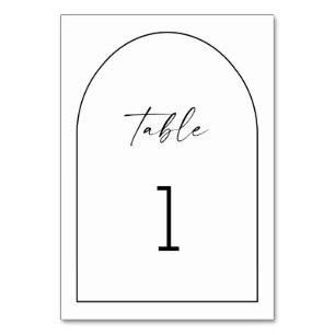 Numéro De Table Mariage moderne minimaliste Arche noire et blanc