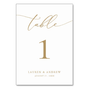 Numéro De Table Mariage moderne minimaliste d'or Événement perso