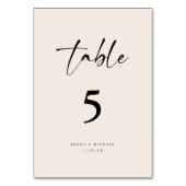 Numéro De Table Mariage Moderne Minimaliste Écriture Beige (Par défaut)
