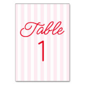 Numéro De Table Mariage Moderne Minimaliste Rayures Rouges Roses (Par défaut)