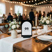 Numéro De Table Mariage Moderne Noir et Blanc avec Arche