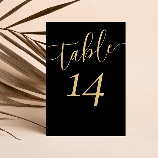Numéro De Table Mariage Moderne Noir & Or