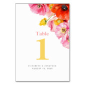 Numéro De Table Mariage moderne Peach Pink Orange Poppies (Dos)