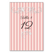 Numéro De Table Mariage moderne rayé rose et blush (Dos)