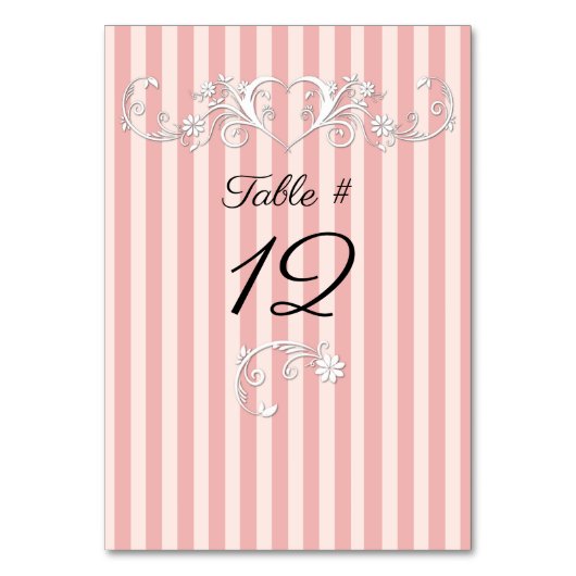 Numéro De Table Mariage moderne rayé rose et blush (Par défaut)