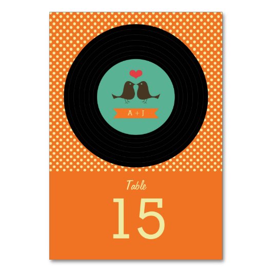 Numéro De Table Mariage moderne Retro Vinyl Record (Dos)