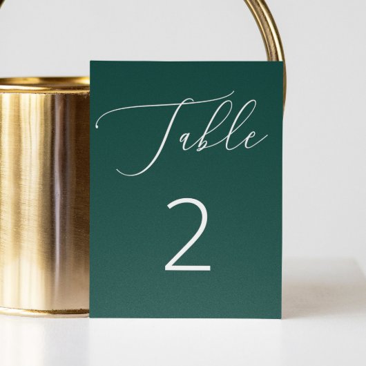 Numéro De Table Mariage Moderne Romantique Écriture Vert Émeraude