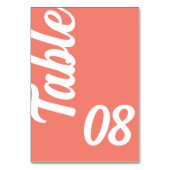Numéro De Table Mariage Moderne Rose Corail Écriture Gras (Par défaut)