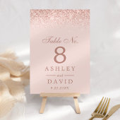 Numéro De Table Mariage Moderne Rose Gold Confetti Rose Clair