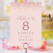 Numéro De Table Mariage Moderne Rose Gold Confetti Rose Clair