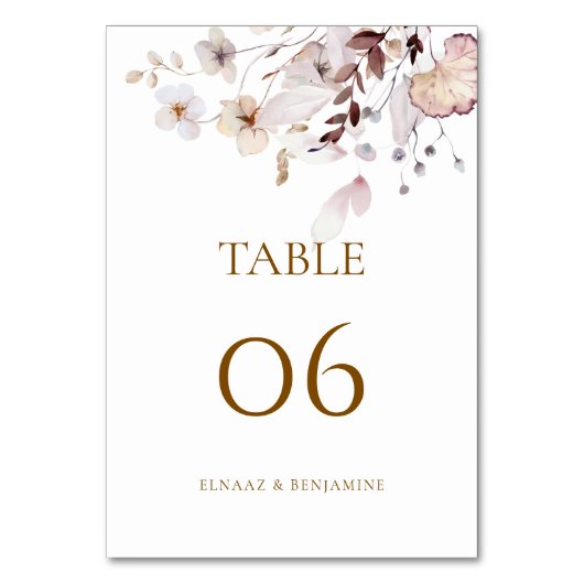 Numéro De Table Mariage Moderne Simple Automne Fleurs Séchées & Fe (Dos)