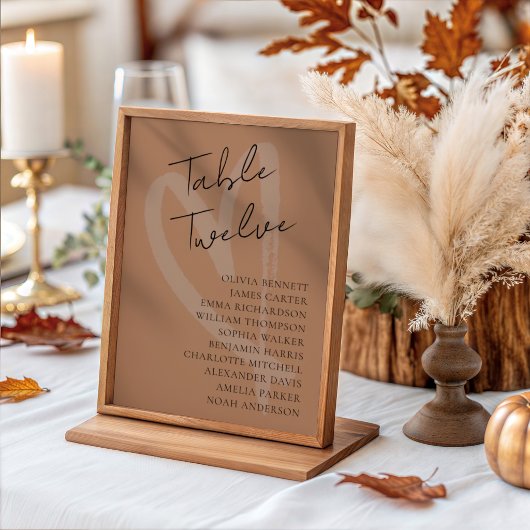 Numéro De Table Mariage Moderne Terracotta & Cœur