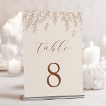 Numéro De Table Mariage Moderne Terracotta Ivoire Minimal Feuilles<br><div class="desc">Dirigez vos invités avec un charme accueillant en utilisant ce modèle de numéro de table personnalisé, orné de botaniques magnifiquement dessinées à la main. Le fond ivoire chaud présente un feuillage naturel en cascade, créant un accent terreux mais élégant pour vos tables de réception. Cette création botanique unique en terracotta...</div>
