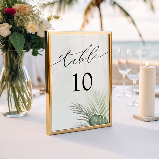 Numéro De Table Mariage Moderne Tropical à l'Aquarelle