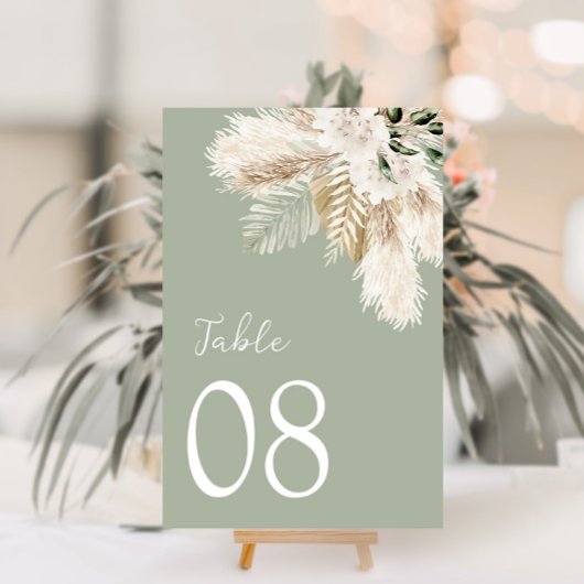 Numéro De Table mariage moderne vert sauge