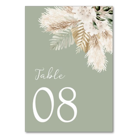 Numéro De Table mariage moderne vert sauge (Dos)