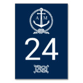 Numéro De Table Mariage Monogramme Ancre Bleu Marine Nautical (Par défaut)