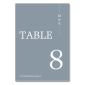 Numéro De Table Mariage Monogramme bleu Dusty moderne (Dos)