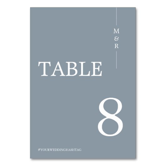 Numéro De Table Mariage Monogramme bleu Dusty moderne (Par défaut)