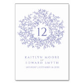 Numéro De Table mariage monogramme en cercle bleu (Dos)