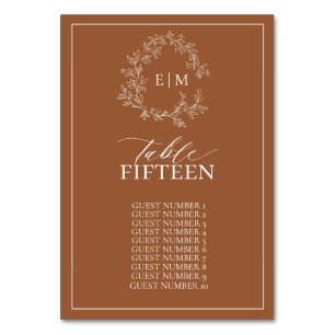 Numéro De Table Mariage Monogramme en terre cuite moderne