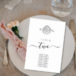 Numéro De Table Mariage monogramme minimaliste de coquillage de co<br><div class="desc">Un design minimaliste de mariage en monogramme de palme tropicale. Un design simple qui utilise un croquis d'un coquillage de palourdes pour créer un monogramme classique élégant. Une charmante décoration de plage tropicale en noir et blanc avec des touches rustiques et une typographie de script classe. Un élégant design de...</div>