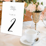 Numéro De Table Mariage monogramme minimaliste de plage Starfish<br><div class="desc">Un design minimaliste de monogramme de mariage d'étoiles de mer tropicale. Un design simple qui utilise un croquis d'une étoile de mer pour créer un monogramme classique élégant. Une charmante décoration de plage tropicale en noir et blanc avec une typographie de script classe. Un élégant design de carte de numéro...</div>