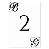 Numéro De Table Mariage Monogramme noir et blanc (Dos)