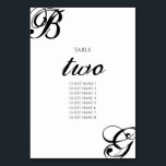 Numéro De Table Mariage Monogramme noir et blanc<br><div class="desc">Ce design présente les initiales de la mariée et du marié comme le principal objet du design. Les initiales personnalisées de script utilisant la typographie de police de script créent une parfaite fusion entre le moderne et l'élégance. Un design simple et minimaliste de numéro de table de mariage avec un...</div>