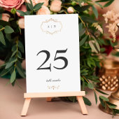Numéro De Table mariage monogramme or classique romantique