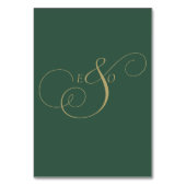 Numéro De Table Mariage Monogramme Or Vert Émeraude (Dos)
