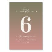 Numéro De Table Mariage monogramme vert & Dusty Rose rose Ombre (Dos)