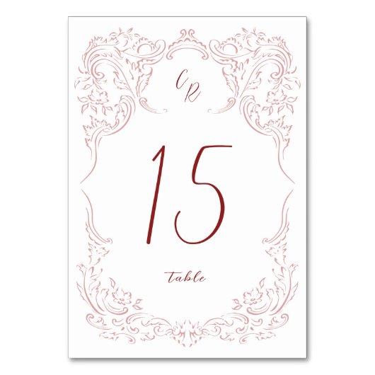 Numéro De Table Mariage Monogramme Vintage Pink Croché (Par défaut)
