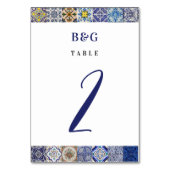 Numéro De Table Mariage Motif de tuiles portugaises méditerranéenn (Dos)