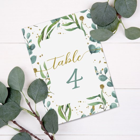 Numéro De Table Mariage Motif d'Eucalyptus Botanique Numéro de tab