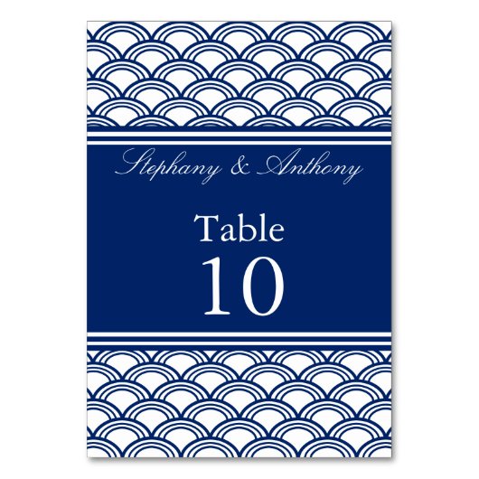 Numéro De Table Mariage Motif Royal Blue Seigaiha (Par défaut)