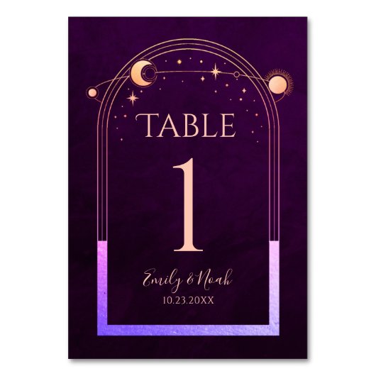 Numéro De Table Mariage mystique arc-en-ciel Plum profond Sun Moon (Par défaut)