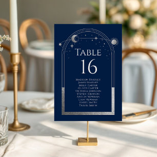 Numéro De Table Mariage mystique Bleu Argent Sun Moon Stars