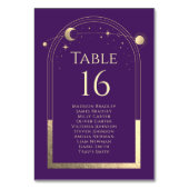 Numéro De Table Mariage mystique violet or Sun Moon étoiles (Dos)