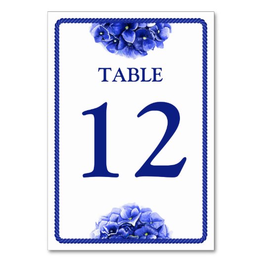 Numéro De Table Mariage nautique Bleu Floral Aquarelle Hydrangea (Par défaut)