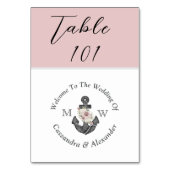 Numéro De Table Mariage nautique Dusty Rose Blus rose (Dos)