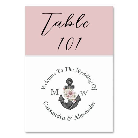 Numéro De Table Mariage nautique Dusty Rose Blus rose (Par défaut)