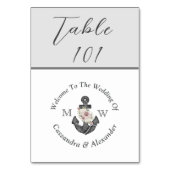 Numéro De Table Mariage Nautique Dusty Silver Grey (Dos)